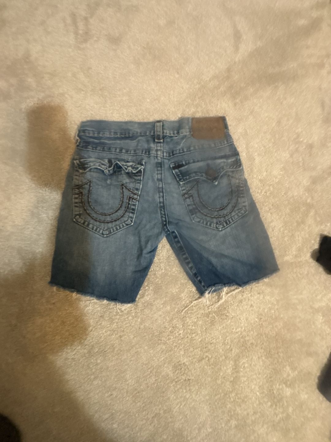 True Religion Denim Shorts Size 33 Distressed Jorts Blue 7
