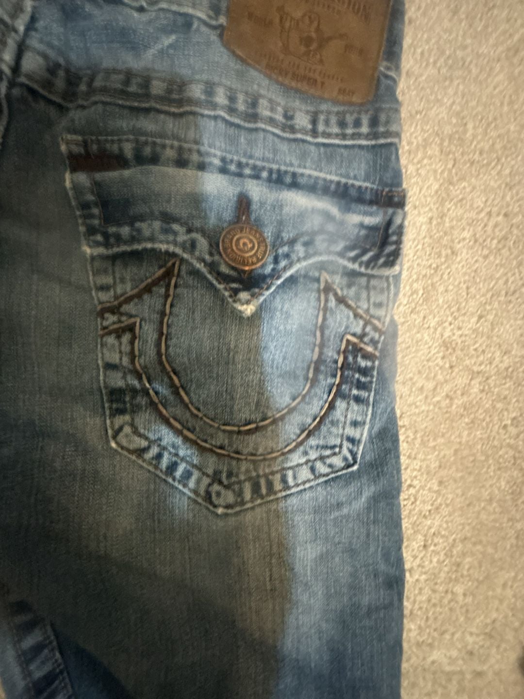 True Religion Denim Shorts Size 33 Distressed Jorts Blue 9