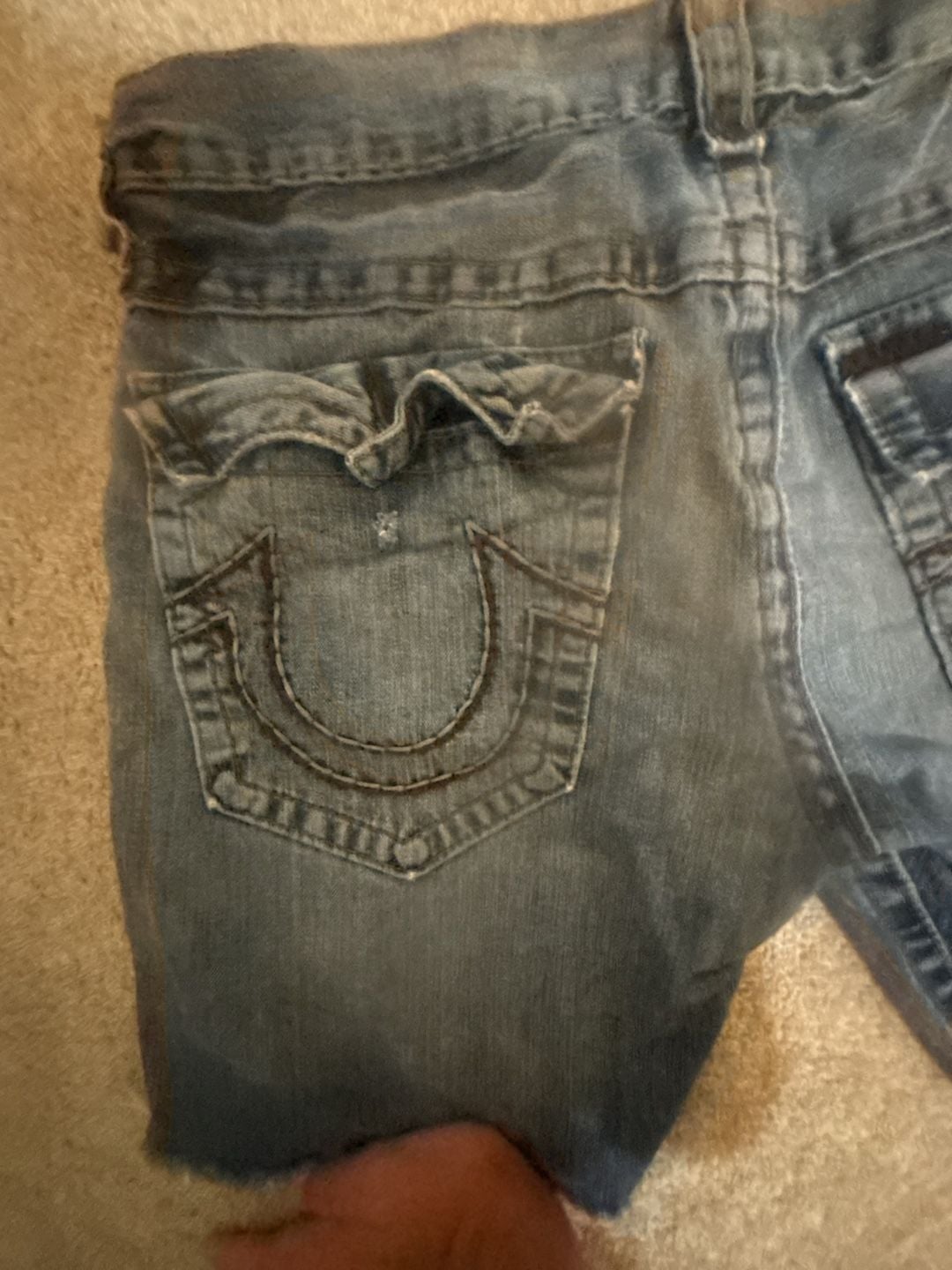 True Religion Denim Shorts Size 33 Distressed Jorts Blue 10