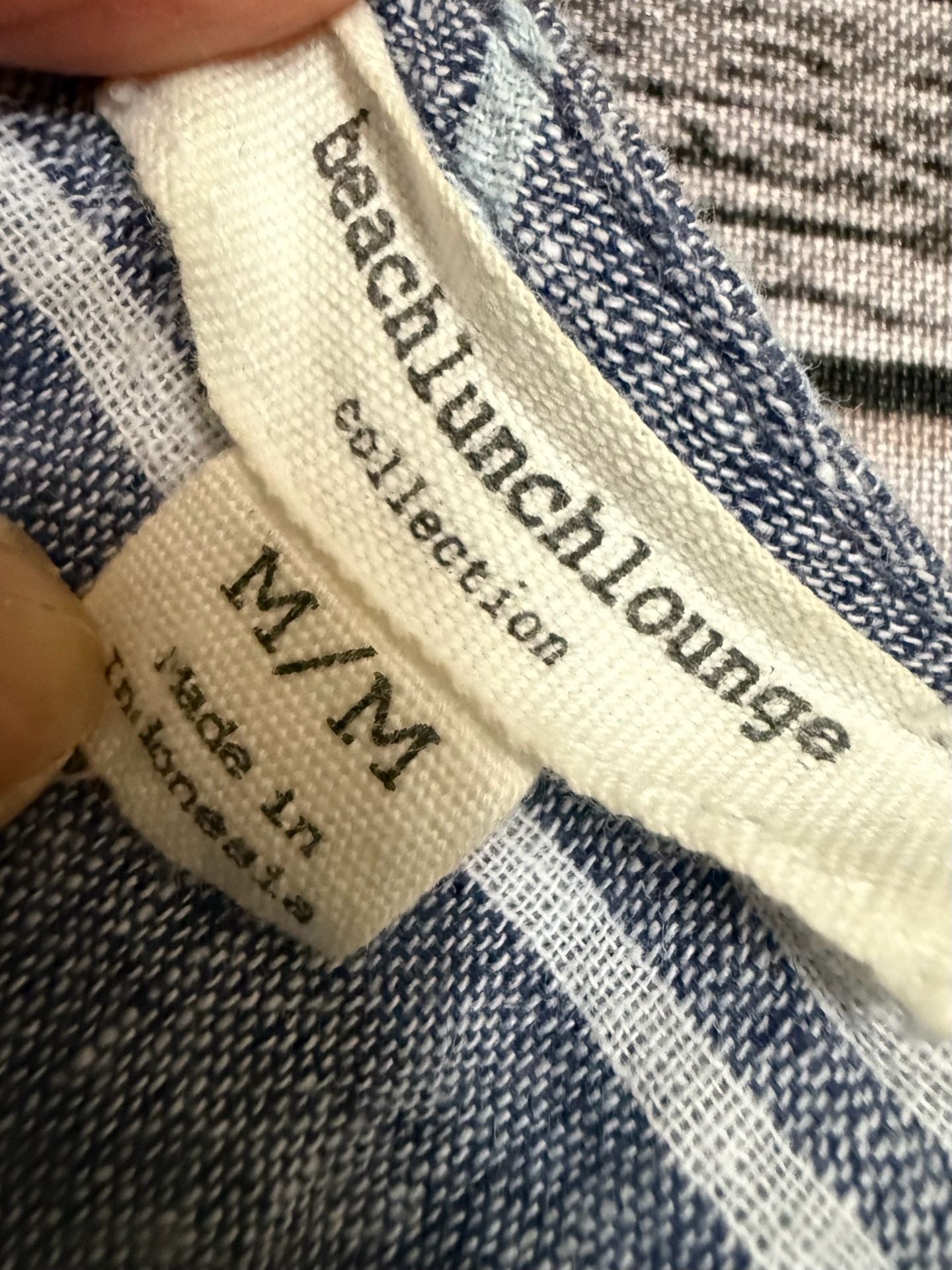 Beachlunchlounge Striped Sleeveless linen Dress Size M Blue White V-Neck 2