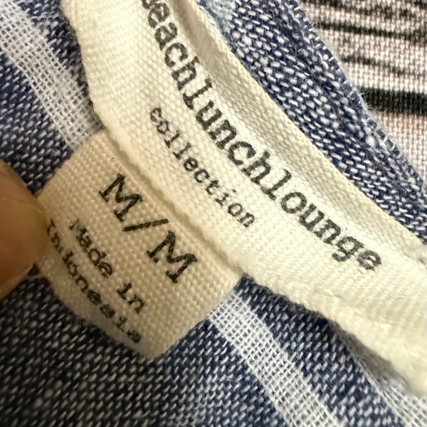 Beachlunchlounge Striped Sleeveless linen Dress Size M Blue White V-Neck