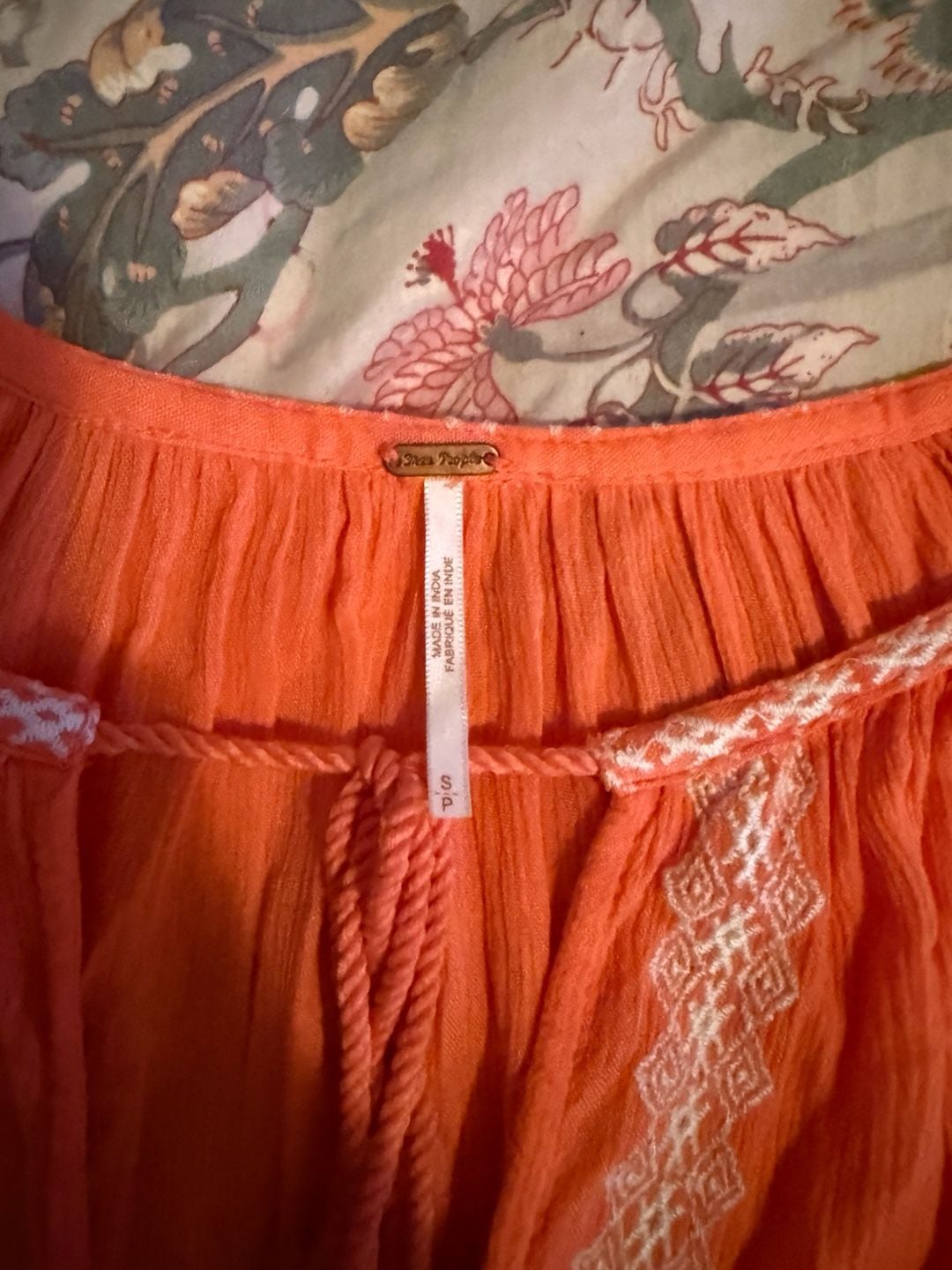 Free People Tunics & Tops Size S Orange Embroidered Blouse 4