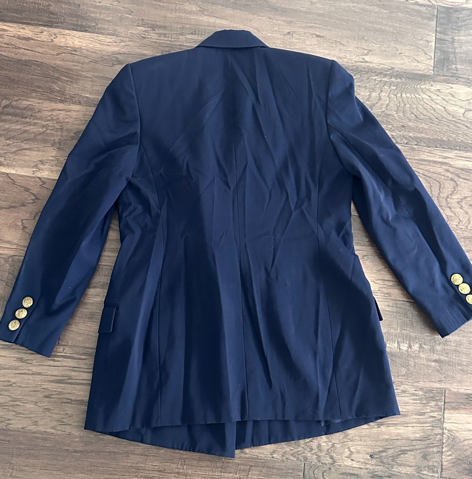 Linda Allard Ellen Tracy Blazer Size 8 Navy Wool Crest Patch 8