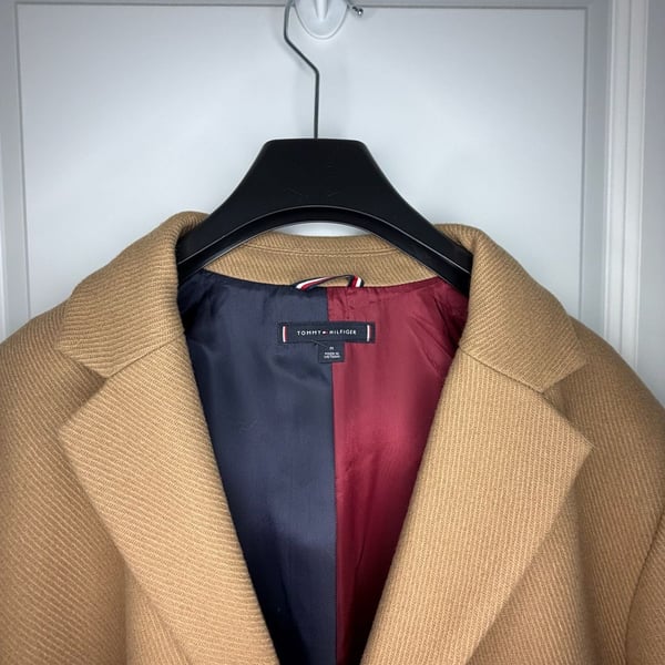 Tommy Hilfiger Wool Blend Coat Size M Camel Tan Overcoat
