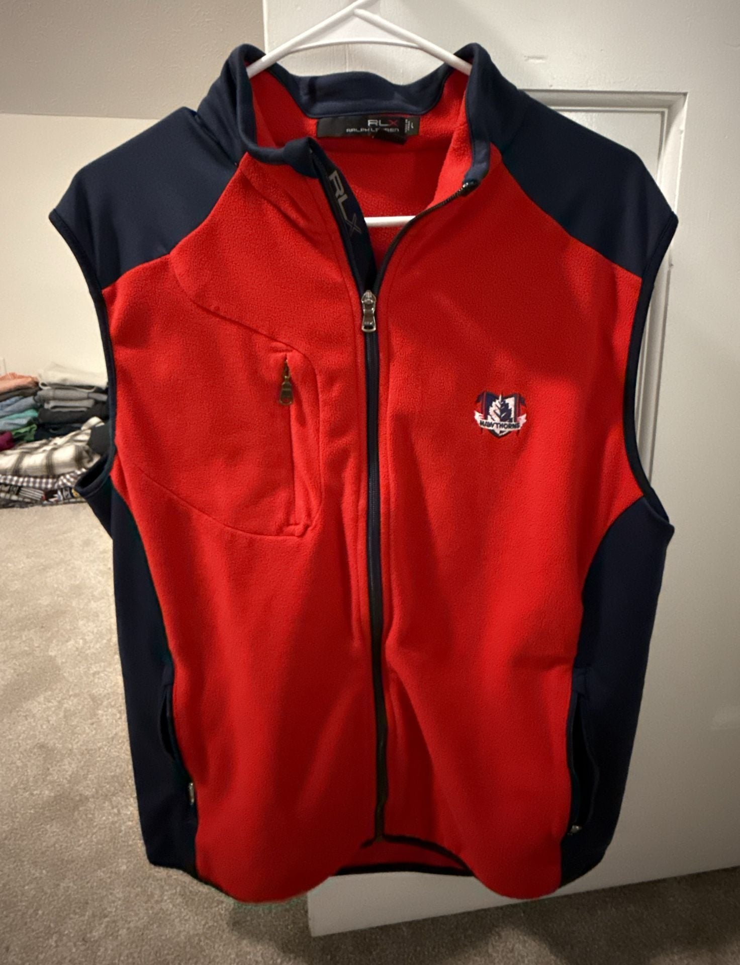RLX Ralph Lauren Fleece Vest Size L Red Navy Full Zip 2