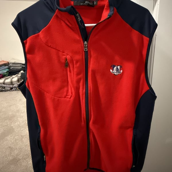 RLX Ralph Lauren Fleece Vest Size L Red Navy Full Zip