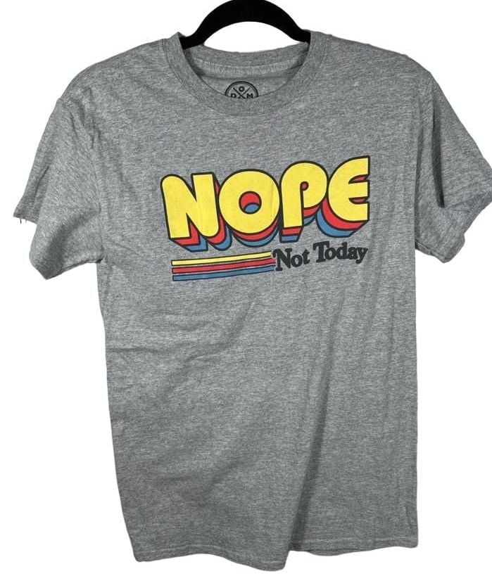 DOM Nope Not Today T-Shirt Size S Gray Graphic Short Sleeve Tee 2