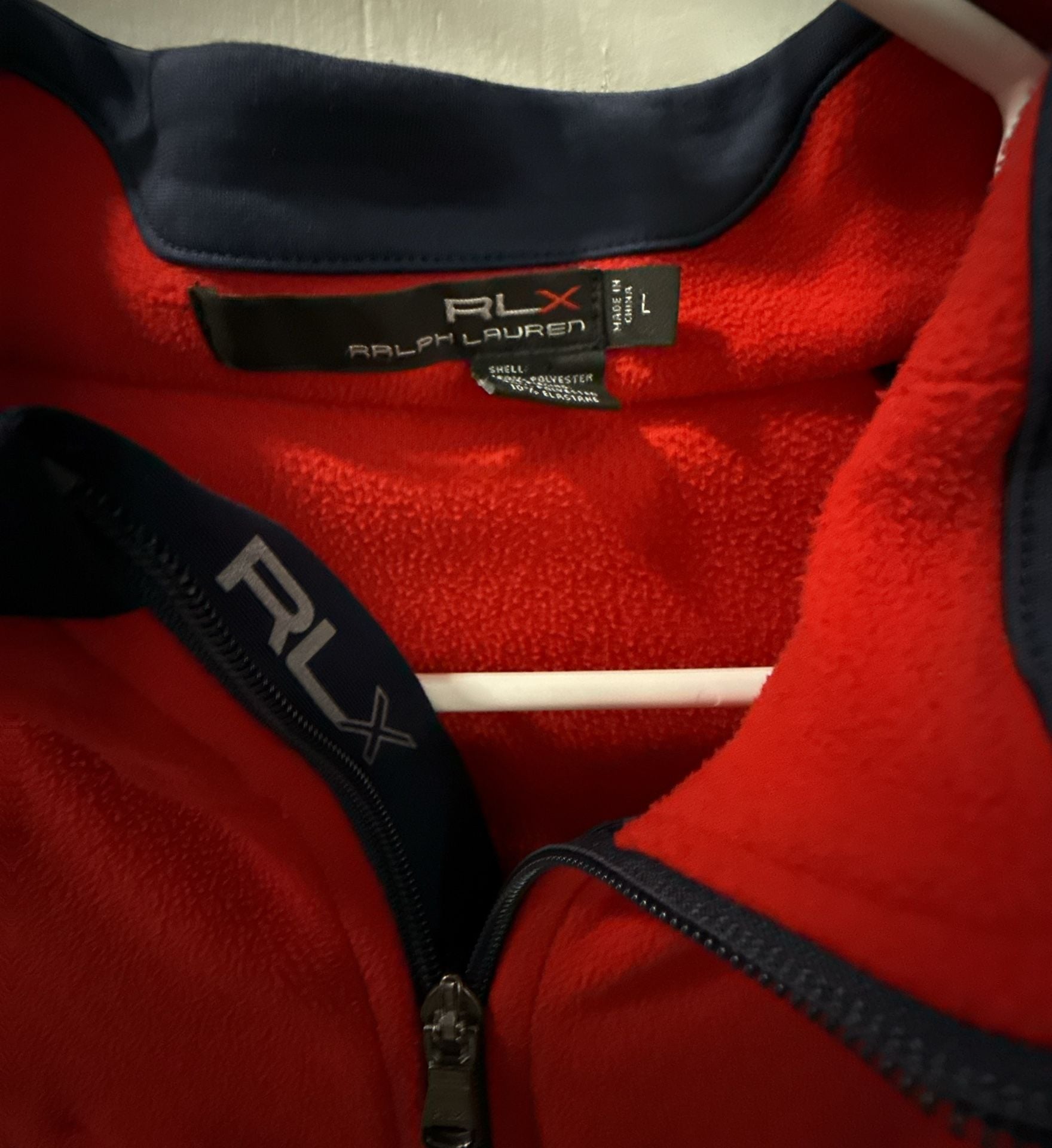 RLX Ralph Lauren Fleece Vest Size L Red Navy Full Zip 3