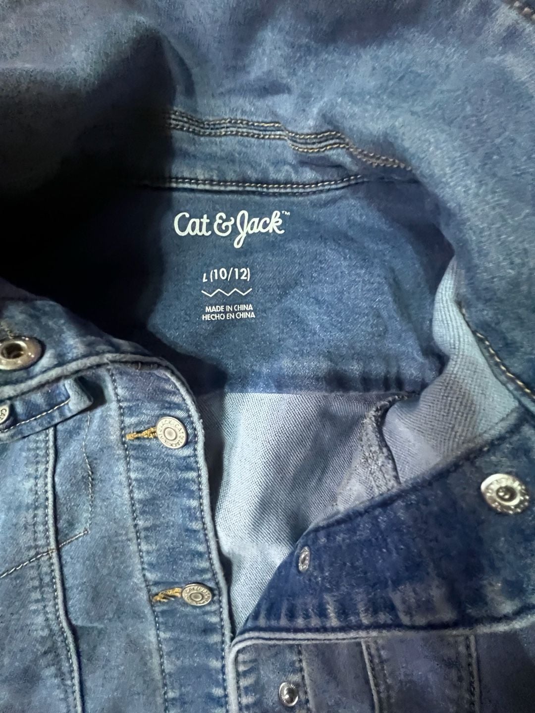 Cat & Jack Denim Jacket Size L (10/12) Blue Trucker Jean Coat 3