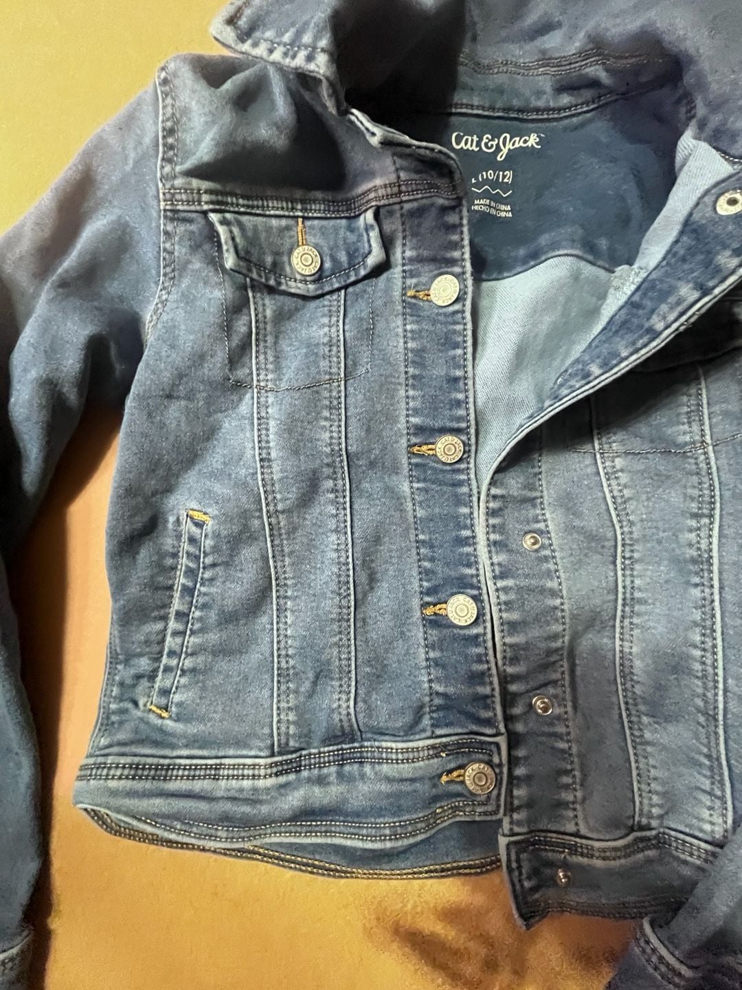 Cat & Jack Denim Jacket Size L (10/12) Blue Trucker Jean Coat 4