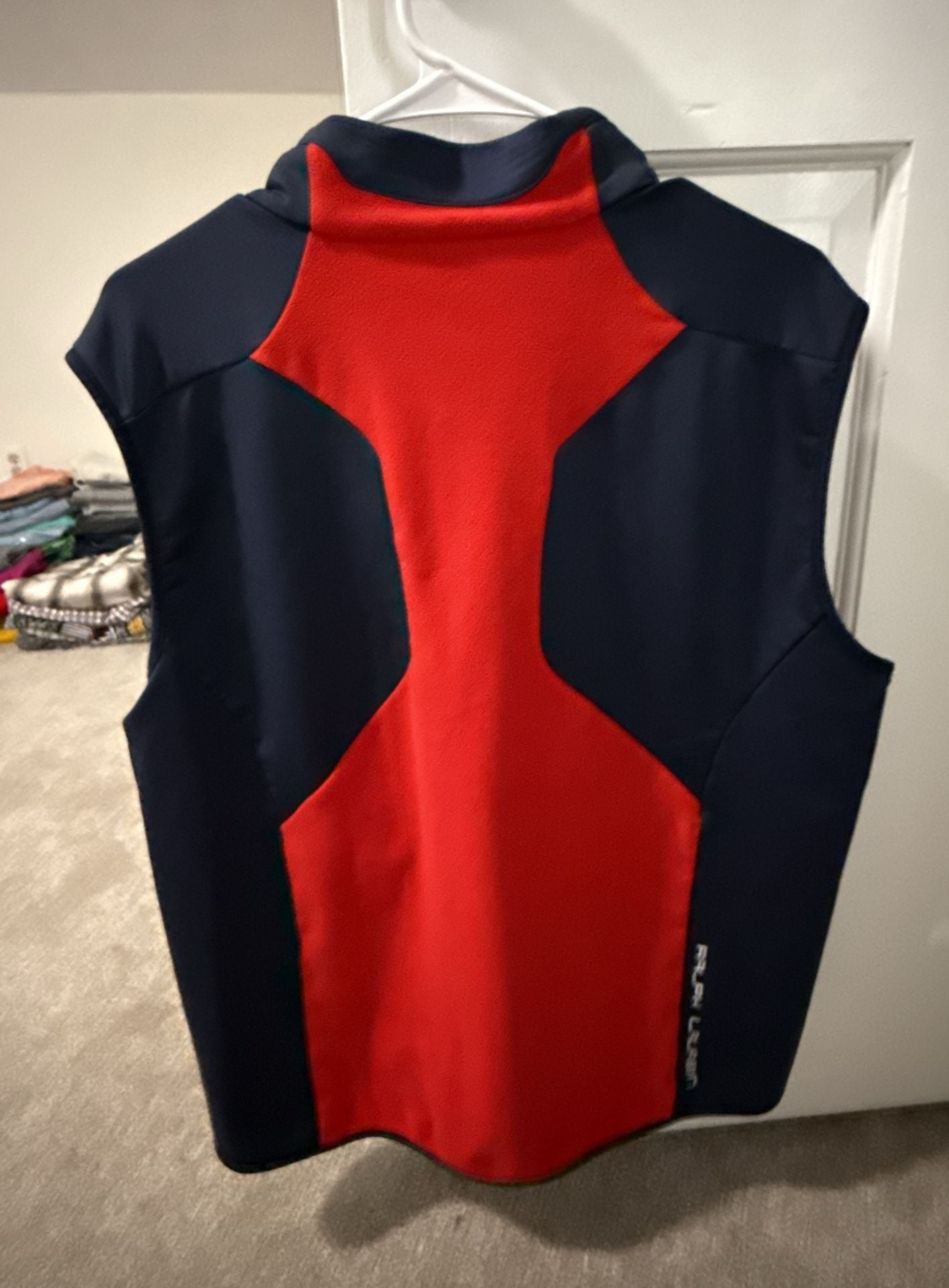 RLX Ralph Lauren Fleece Vest Size L Red Navy Full Zip 4