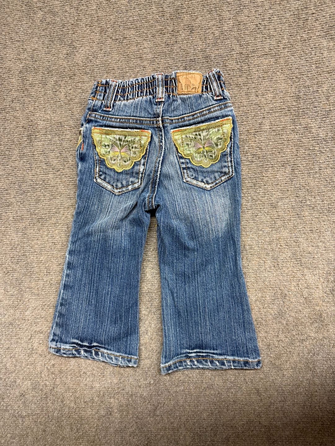 Bongo Jeans Faded Blue Floral Rhinestones Pockets Girls 12 Zipper Relax Comfort 3