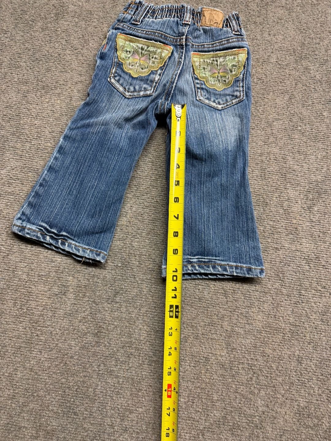 Bongo Jeans Faded Blue Floral Rhinestones Pockets Girls 12 Zipper Relax Comfort 9