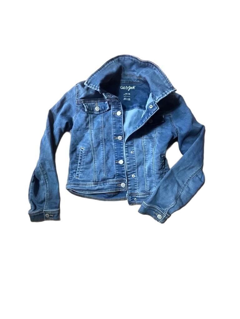 Cat & Jack Denim Jacket Size L (10/12) Blue Trucker Jean Coat 2