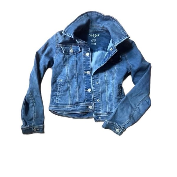 Cat & Jack Denim Jacket Size L (10/12) Blue Trucker Jean Coat