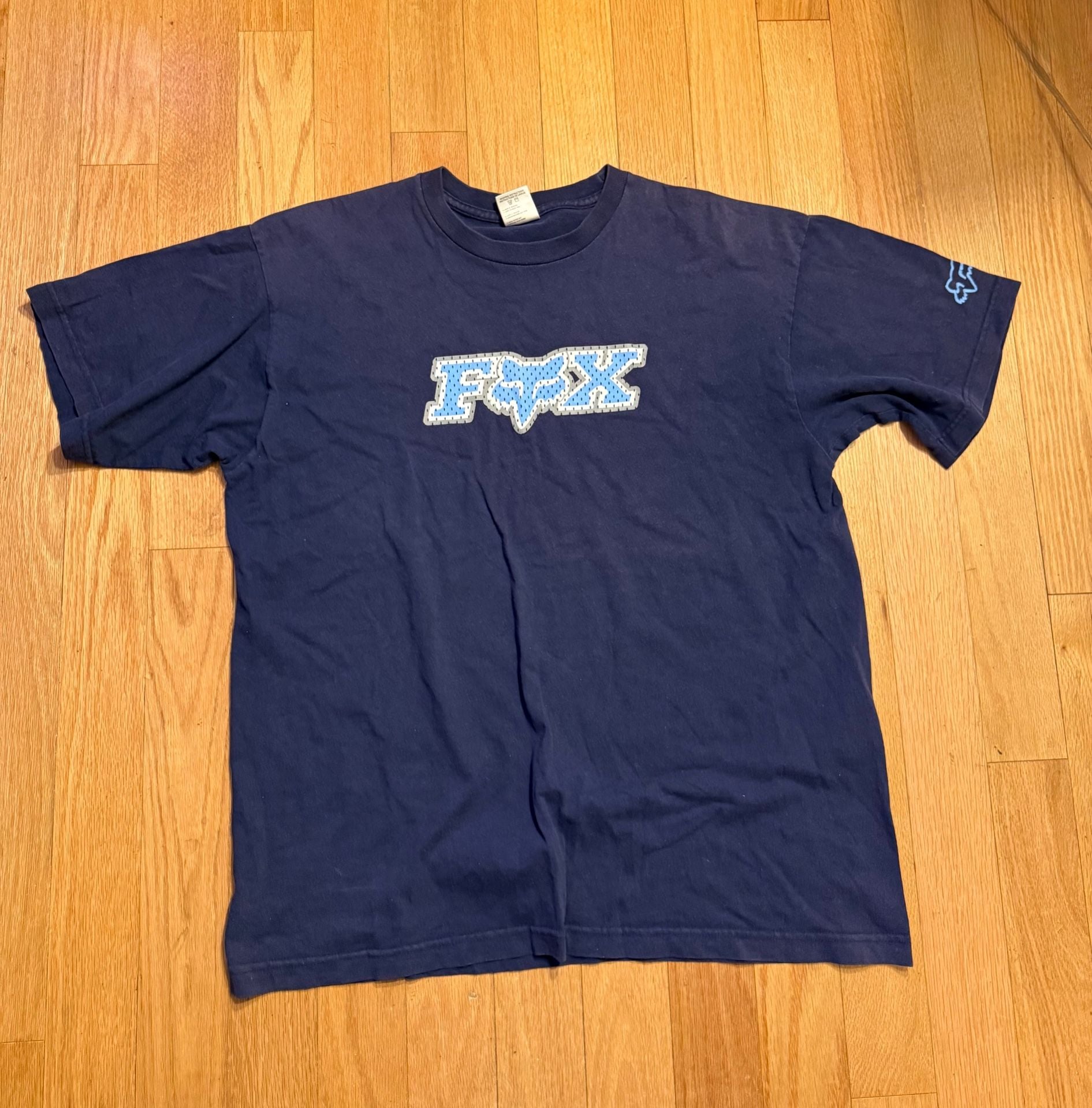 Vintage Fox Shirt Adult Size Large Blue Short Sleeve Men's Graphic Print Y2K 2