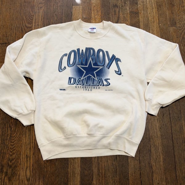 Vintage 1993 Trench Dallas Cowboys Sweatshirt Large White NFL Pullover Crewneck
