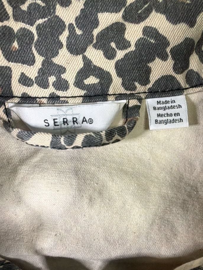 Serra Leopard Print Denim Jacket Gray Animal Pattern 5