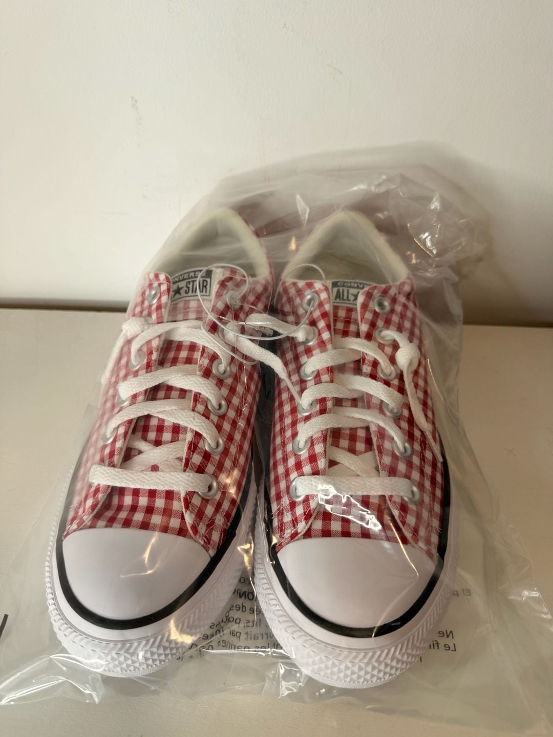 Converse CTAS Street Slip Size 6 Red White Black Gingham Sneakers 3