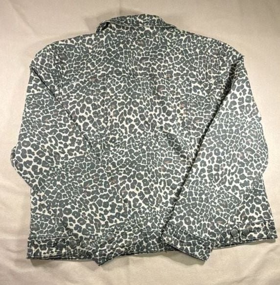 Serra Leopard Print Denim Jacket Gray Animal Pattern 6