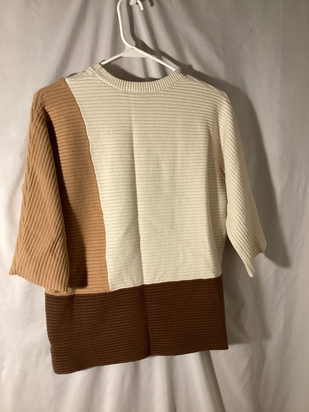 Multiples Sweater Size S Colorblock Ribbed Knit Lace Up 4