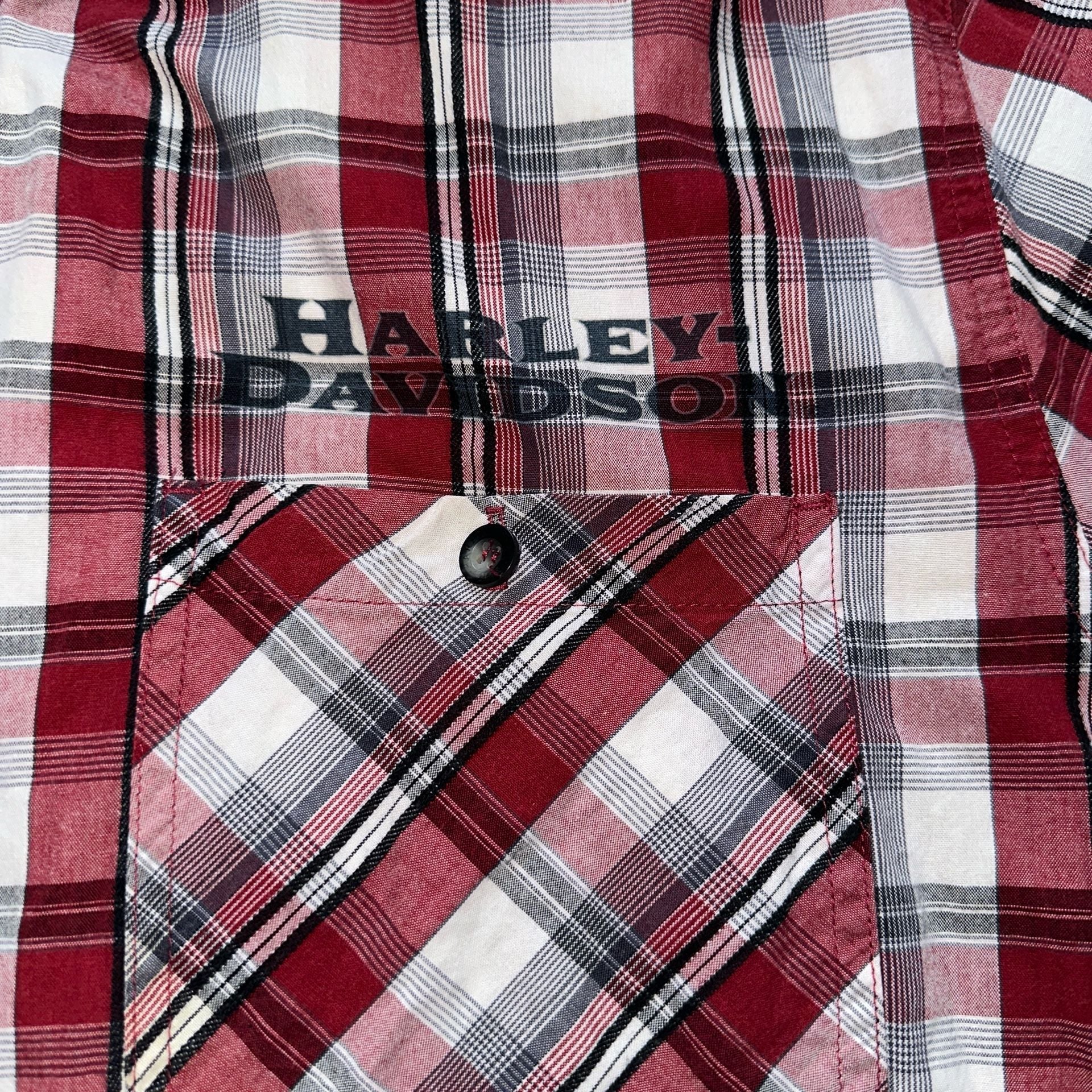 Harley-Davidson Short Sleeve Plaid Button Up Shirt Red 6