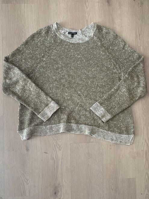Eileen Fisher Marled Organic Linen Blend Sweater Size XL Olive Green Cotton 3