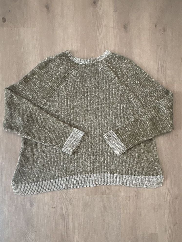 Eileen Fisher Marled Organic Linen Blend Sweater Size XL Olive Green Cotton 6