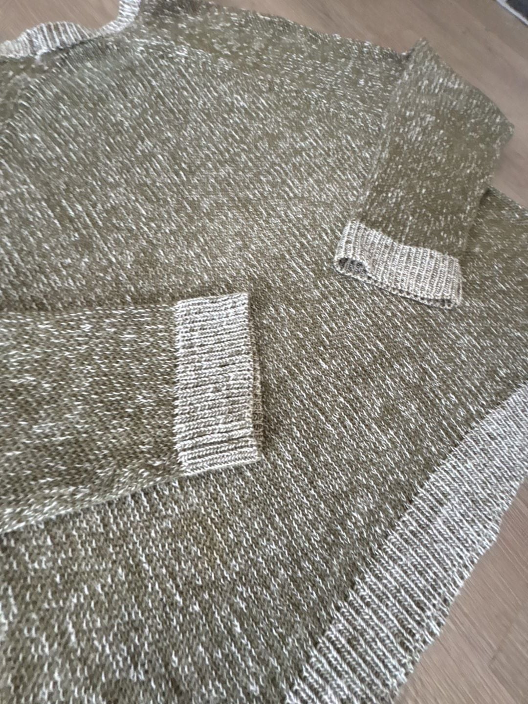 Eileen Fisher Marled Organic Linen Blend Sweater Size XL Olive Green Cotton 7