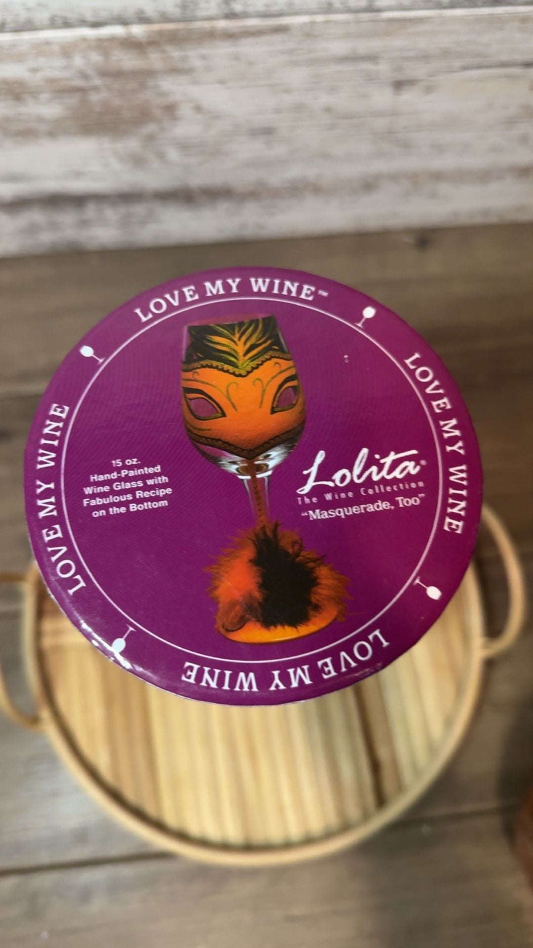 Lolita Love My Wine Masquerade Too Hand Painted Wine Glass 15 oz 1