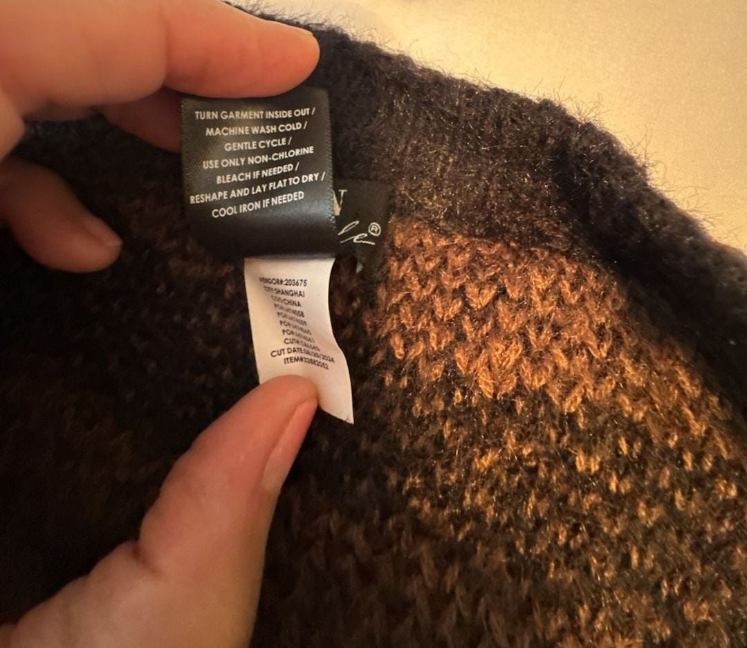 Thorn & Fable Wavy Stripe Fuzzy Sweater Size 3X Brown Green 4