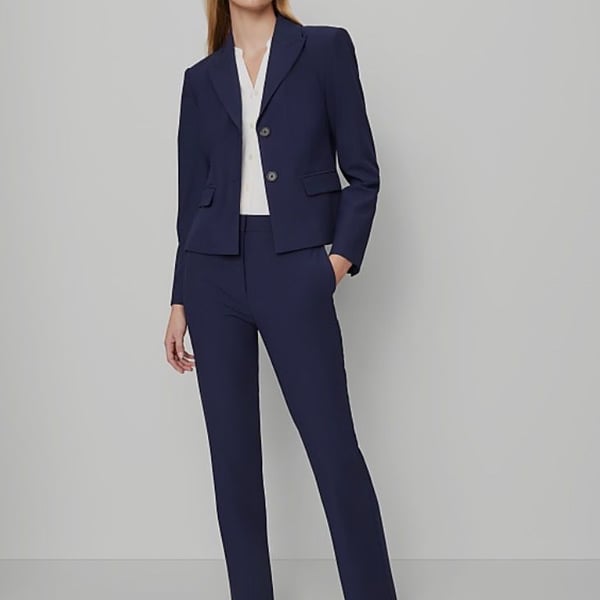 Ann Taylor Bi-Stretch Suit Size 2 Navy Blue Blazer And Pants