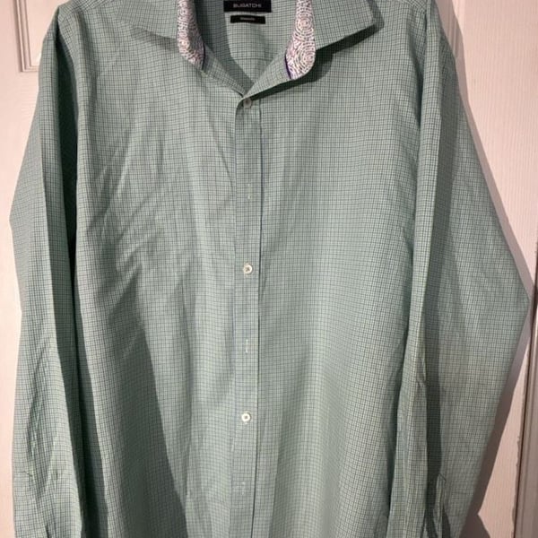 Bugatchi Shaped Fit Size 16 D84518L40S Plaid Long Sleeve Button Up Shirt