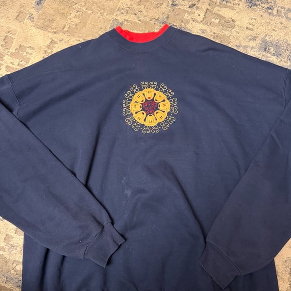MC Sportswear Santa is on his Way Sweatshirt Size 3X Navy Blue Christmas
