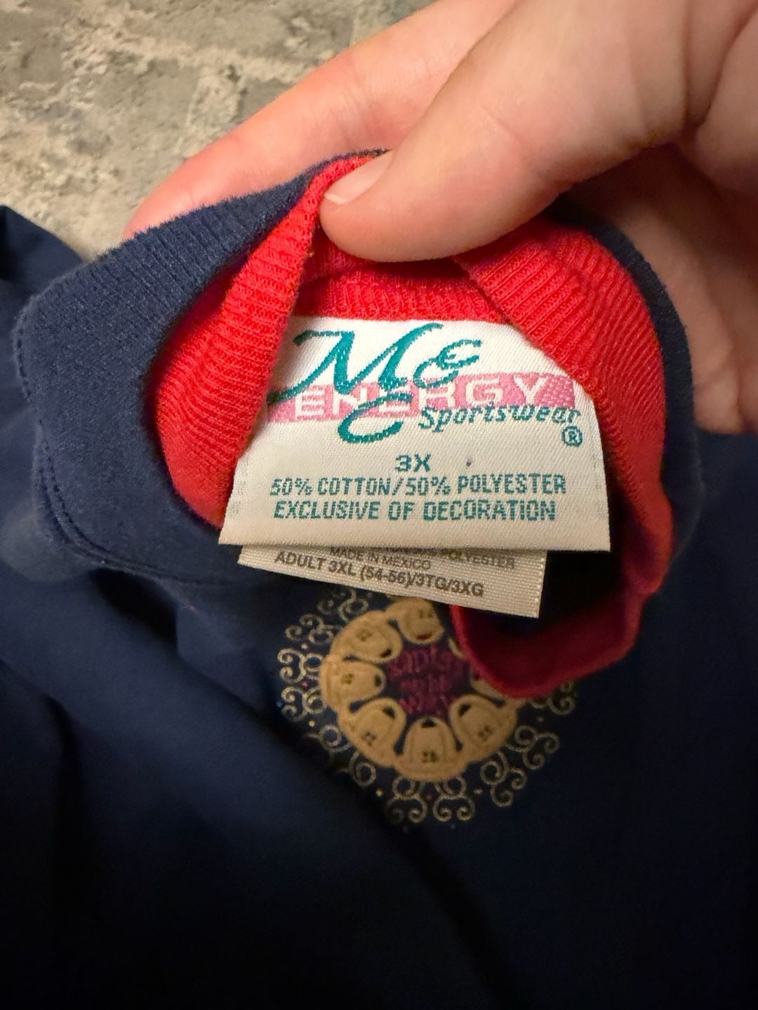 MC Sportswear Santa is on his Way Sweatshirt Size 3X Navy Blue Christmas 4