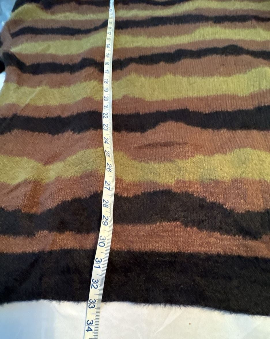 Thorn & Fable Wavy Stripe Fuzzy Sweater Size 3X Brown Green 5