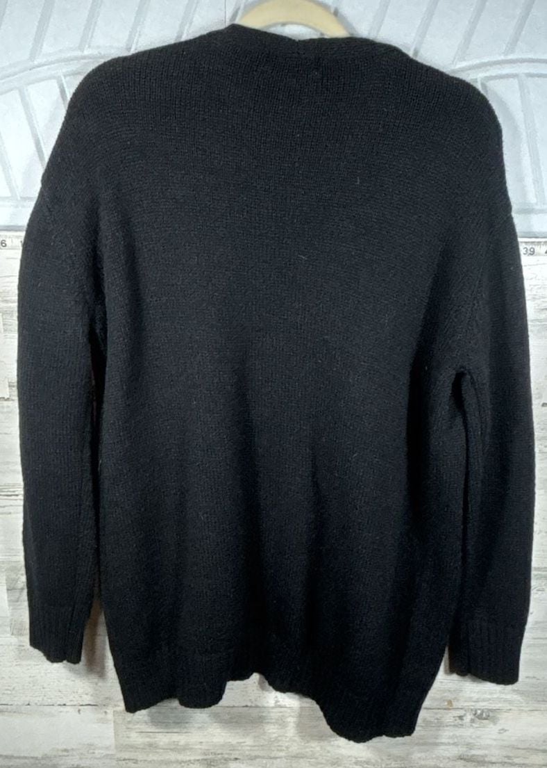 Zenana Open Front Cardigan Size M Black Knit Pockets 5