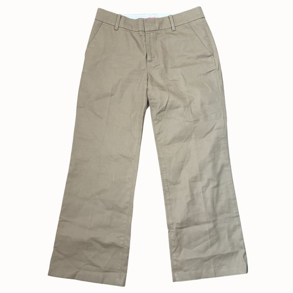Lilly Pulitzer Main Line Fit Pants Tan Khaki Cropped Preppy Trouser Size 2.