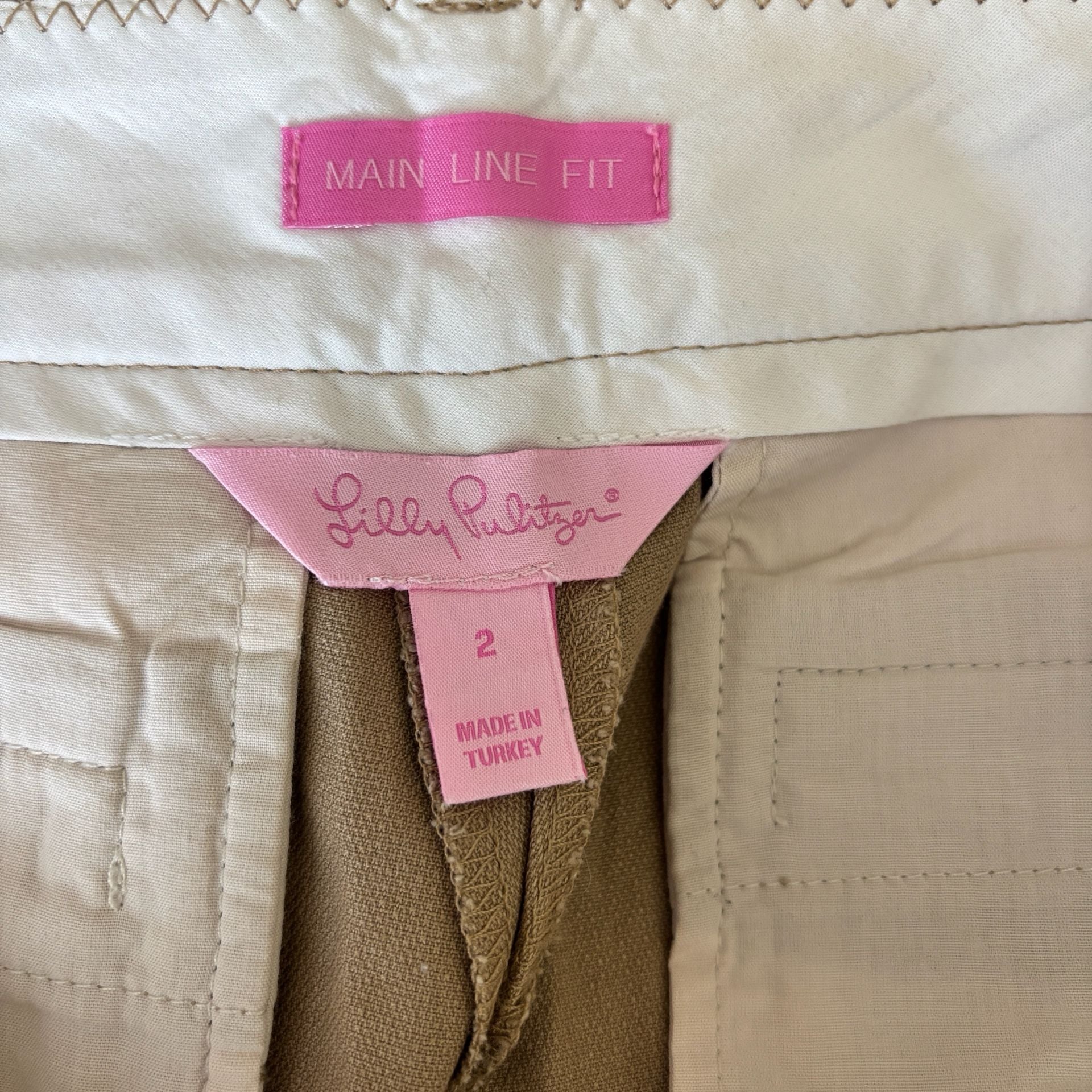 Lilly Pulitzer Main Line Fit Pants Tan Khaki Cropped Preppy Trouser Size 2. 4
