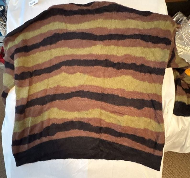 Thorn & Fable Wavy Stripe Fuzzy Sweater Size 3X Brown Green 7