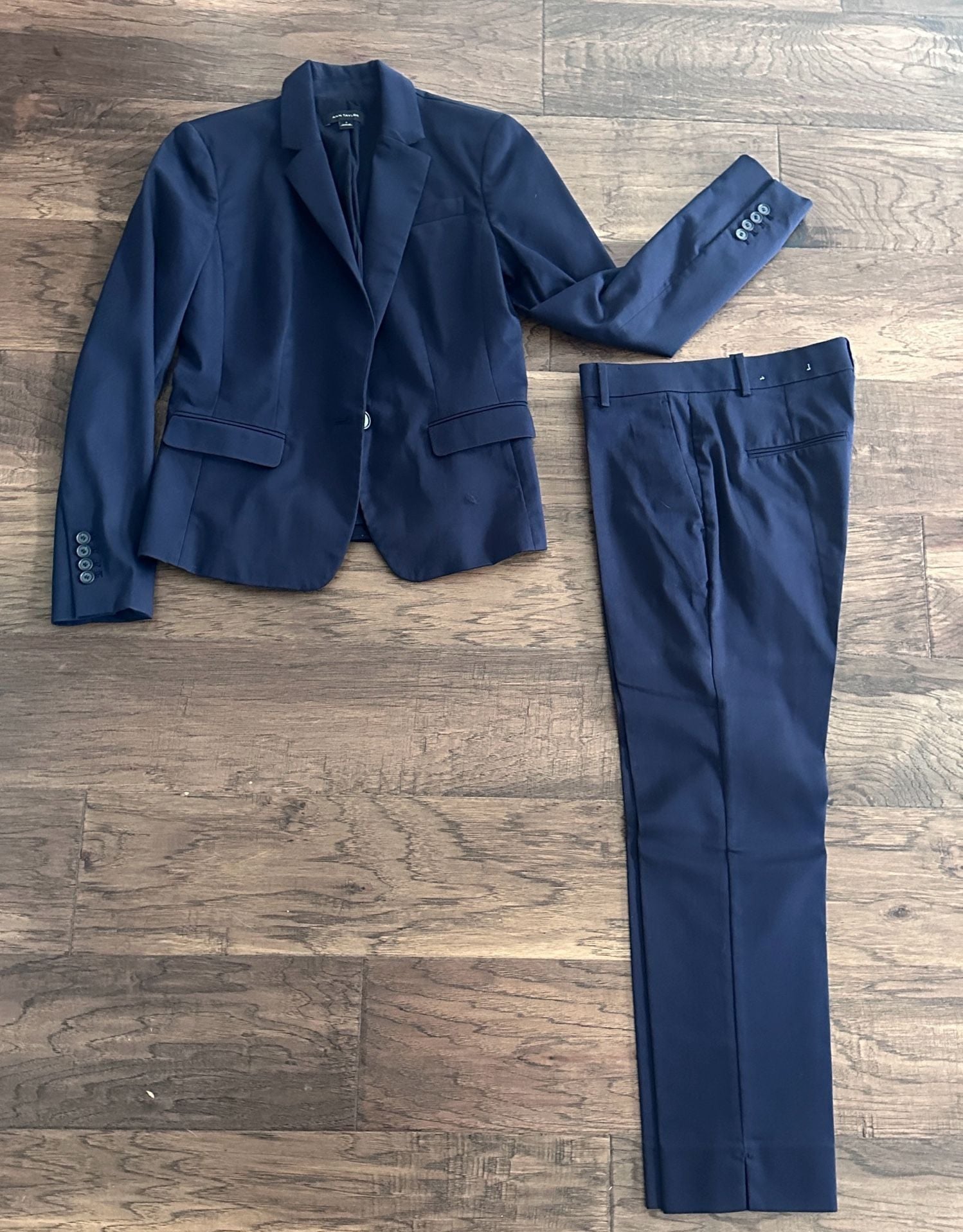 Ann Taylor Bi-Stretch Suit Size 2 Navy Blue Blazer And Pants 2