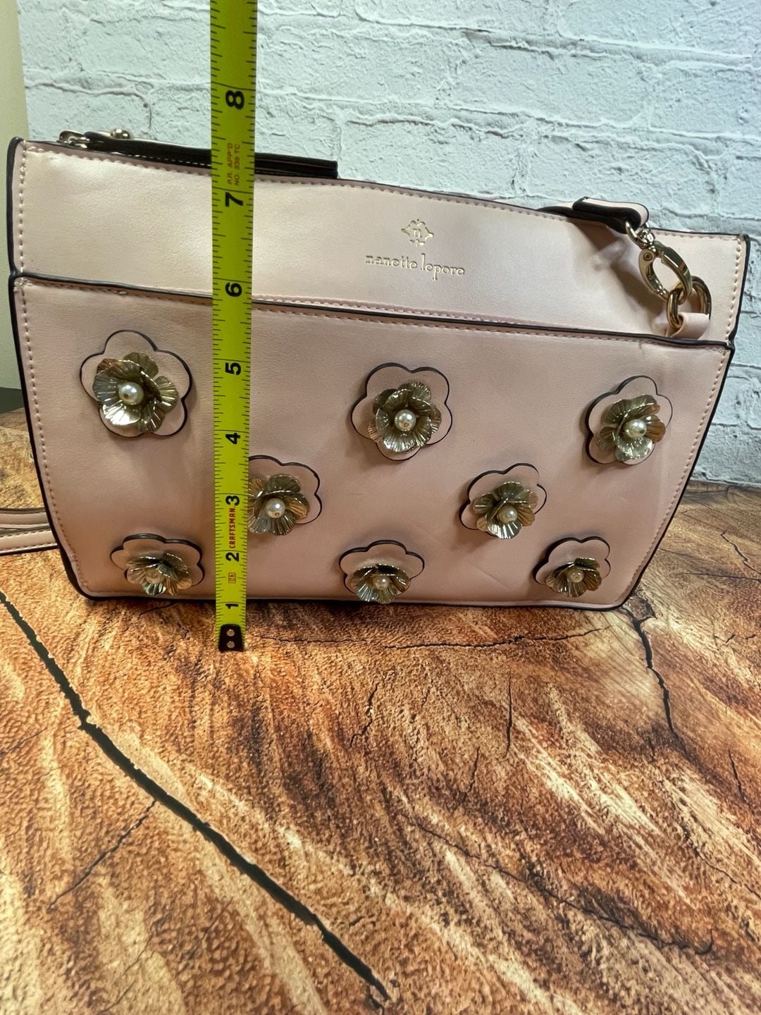Nanette Lepore Pink Floral Pearl Crossbody Bag 5