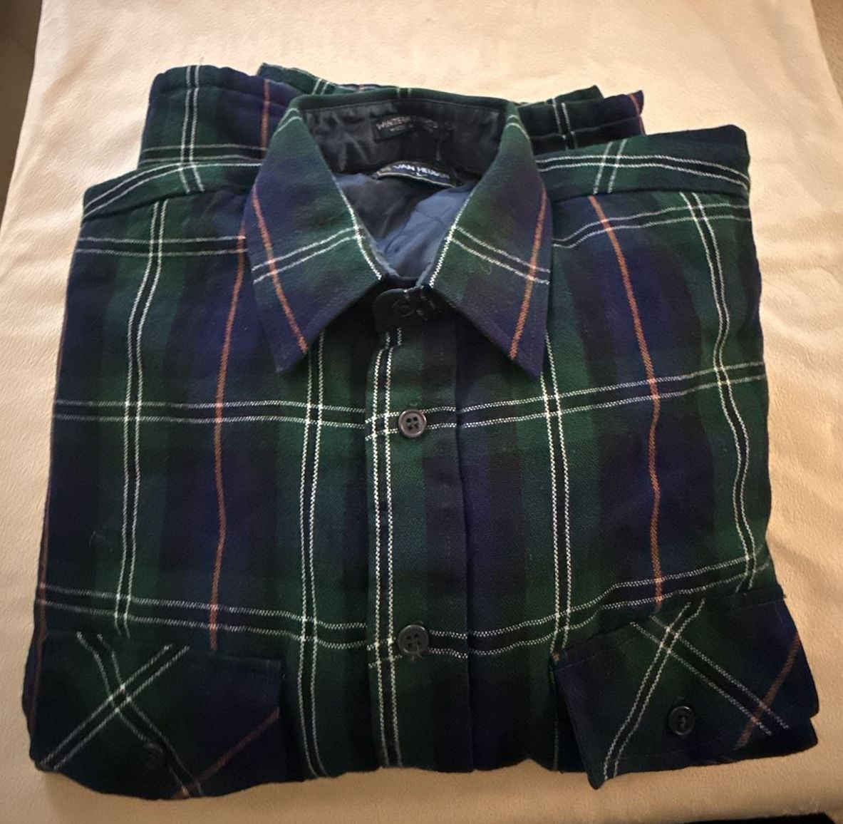 Van Heusen Winter Weights Plaid Quilted Lined Shirt Jacket Green/Blue 9