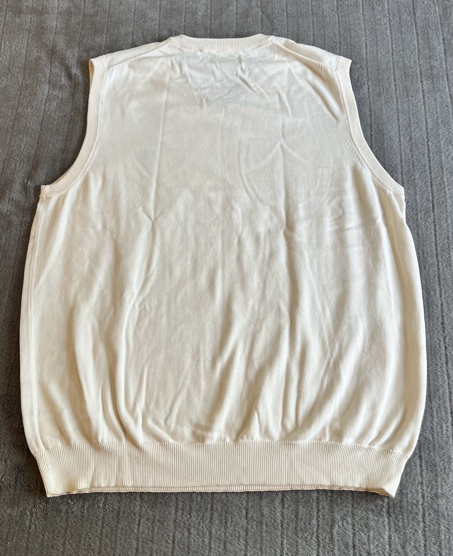Chaps Est. 1978 Men’s 100% Cotton V- Neck Sleeveless Vest Cream Size L Golf 7