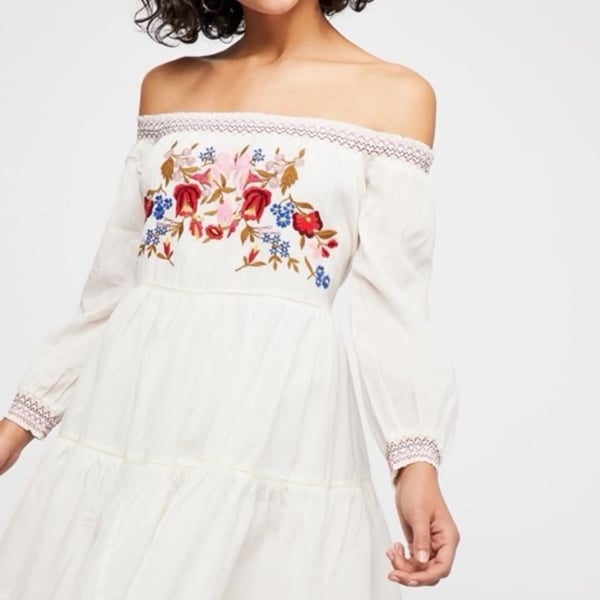 Free People Sun Beams Embroidered Mini Dress Size S