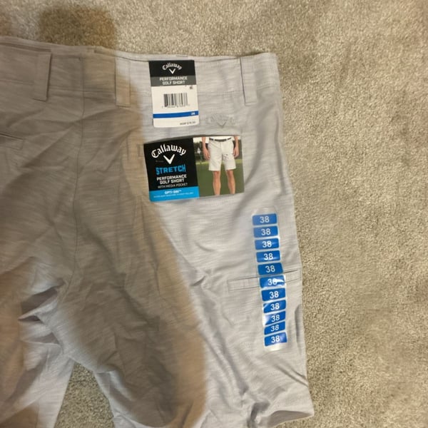 Callaway Performance Golf Short Size 38 Gray Stretch Opti-Dri New