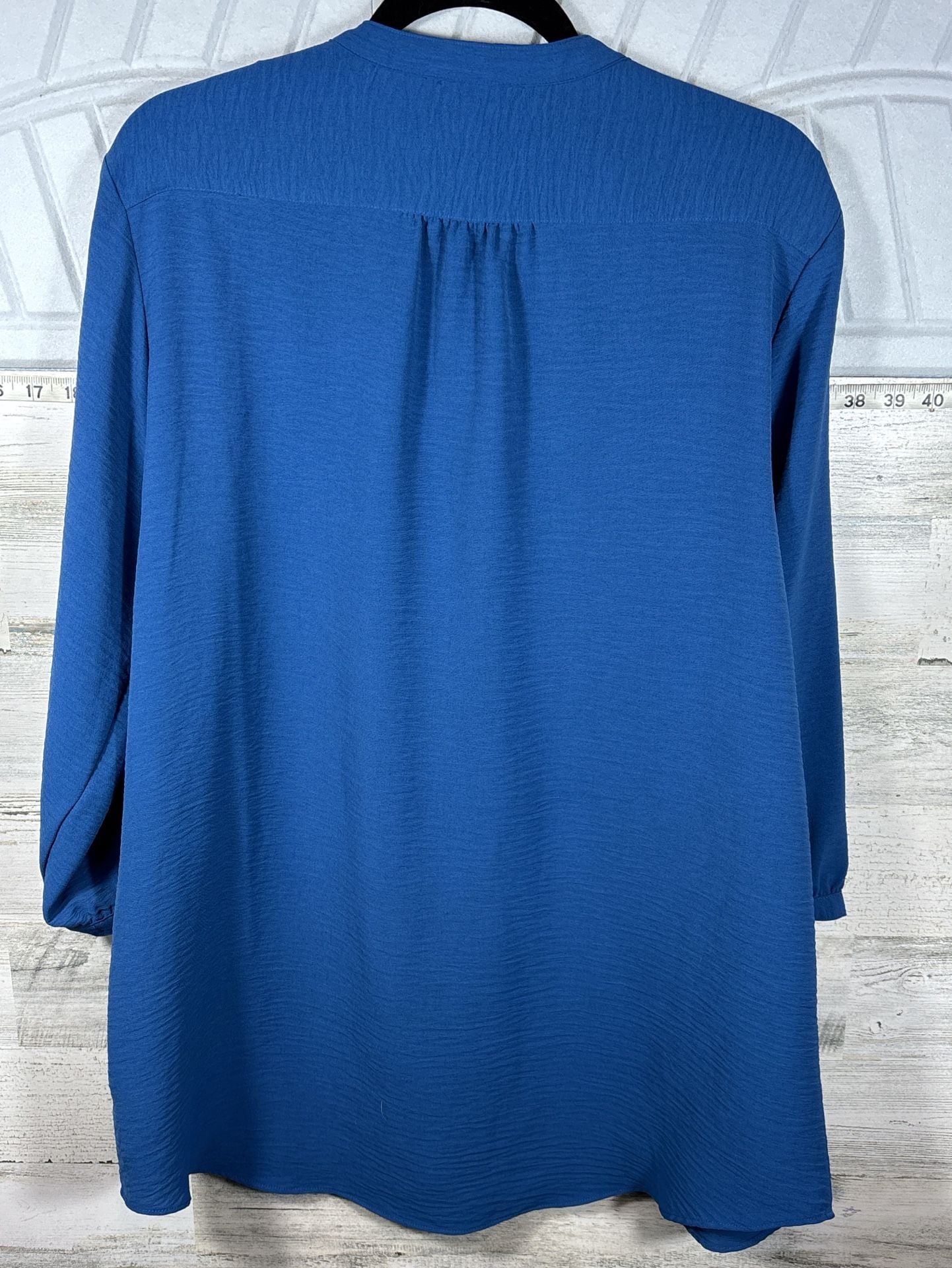 Port Authority 3/4-Sleeve Textured Crepe Tunic Size XL Blue 5