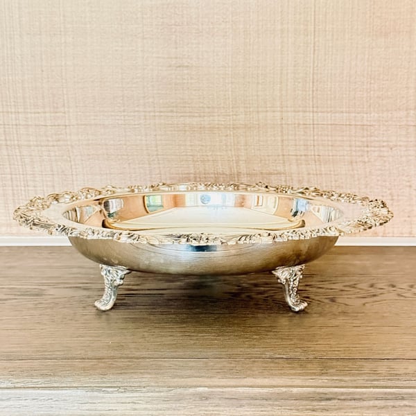 The Sheffield Silver Company Footed Bowl Silver Plated Ornate Floral