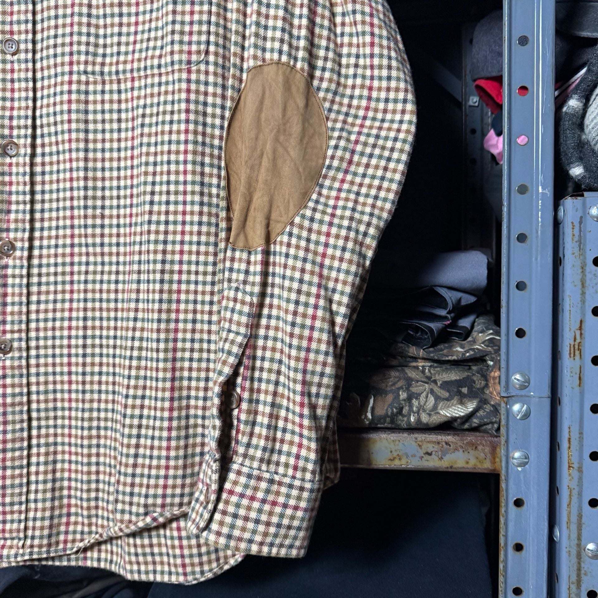 Vintage Ralph Lauren Classic Fit Plaid Shirt Size L Suede Elbow Patches 2