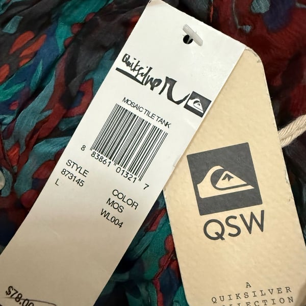 Quiksilver Mosaic Tile Tank Size L Multicolor Silk-new w tags retail $78